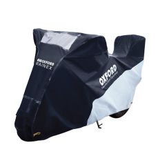 Housse de protection extérieur OXFORD Rainex noir/argent - Moto / Scooter avec Top case - XL