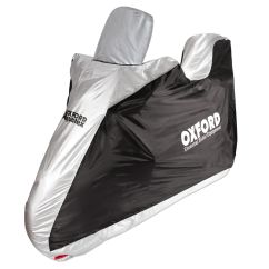 Housse de protection intérieur / extérieur OXFORD Aquatex noir/argent - scooter - avec Top case et bulle haute - S