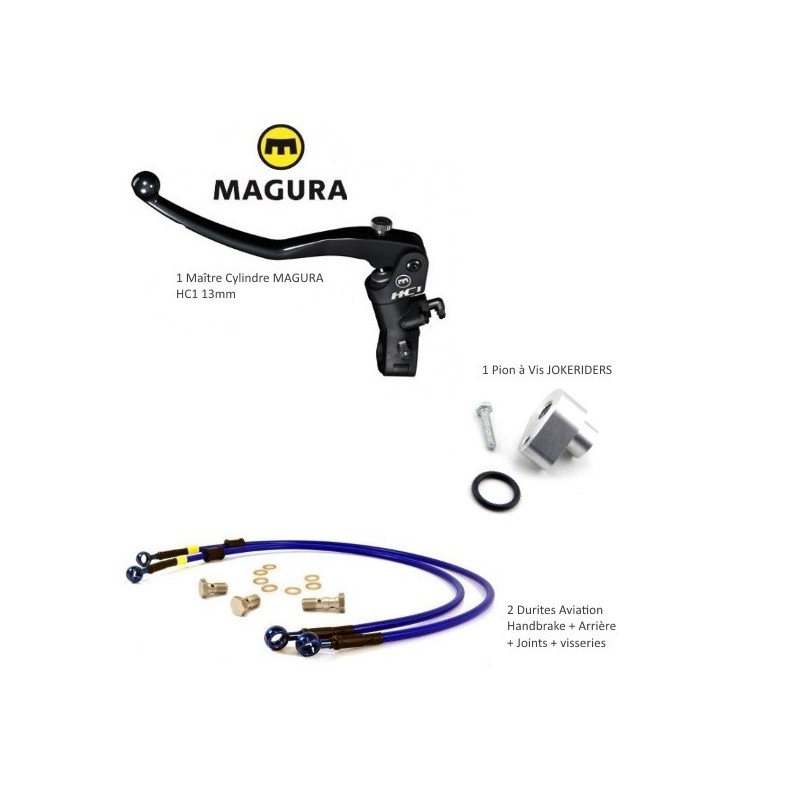 Kit Handbrake Universel - Pion Alu + 2 Durites + Maitre cylindre Magura HC1 PR13