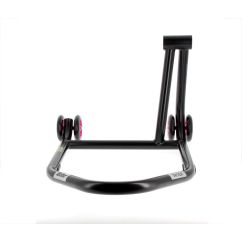 Béquille de stand monobras droite BIHR Home Track noir mat roues rose Béquille de stand monobras droite BIHR Home Track noir mat roues rose