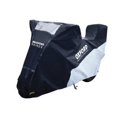 Housse de protection extérieur OXFORD Rainex noir/argent - Moto / Scooter avec Top case - XL