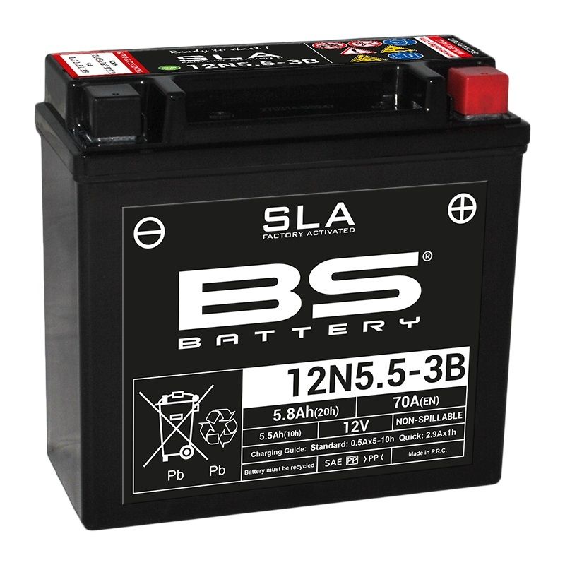 Batterie BS BATTERY SLA sans entretien activé usine - 12N5.5-3B Batterie BS BATTERY SLA sans entretien activé usine - 12N5.5-3B