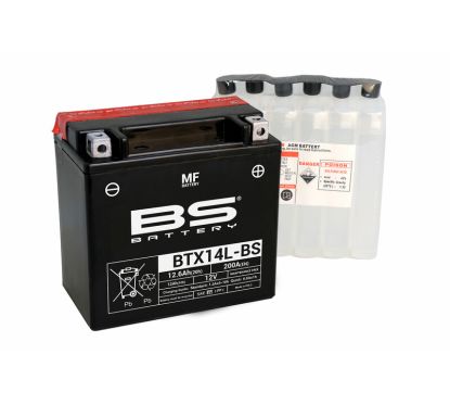 Batterie BS BATTERY sans entretien livrée avec pack acide - BTX14L-BS