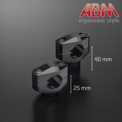 Pontets ABM Booster 28,6mm - Rehausse 25mm - NOIR