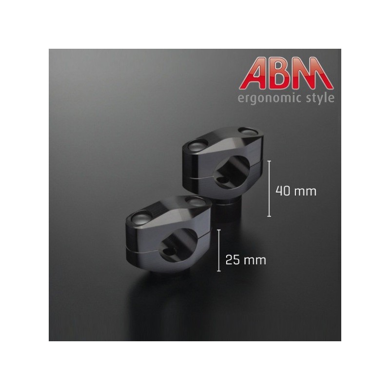 Pontets ABM Booster 28,6mm - Rehausse 25mm - NOIR