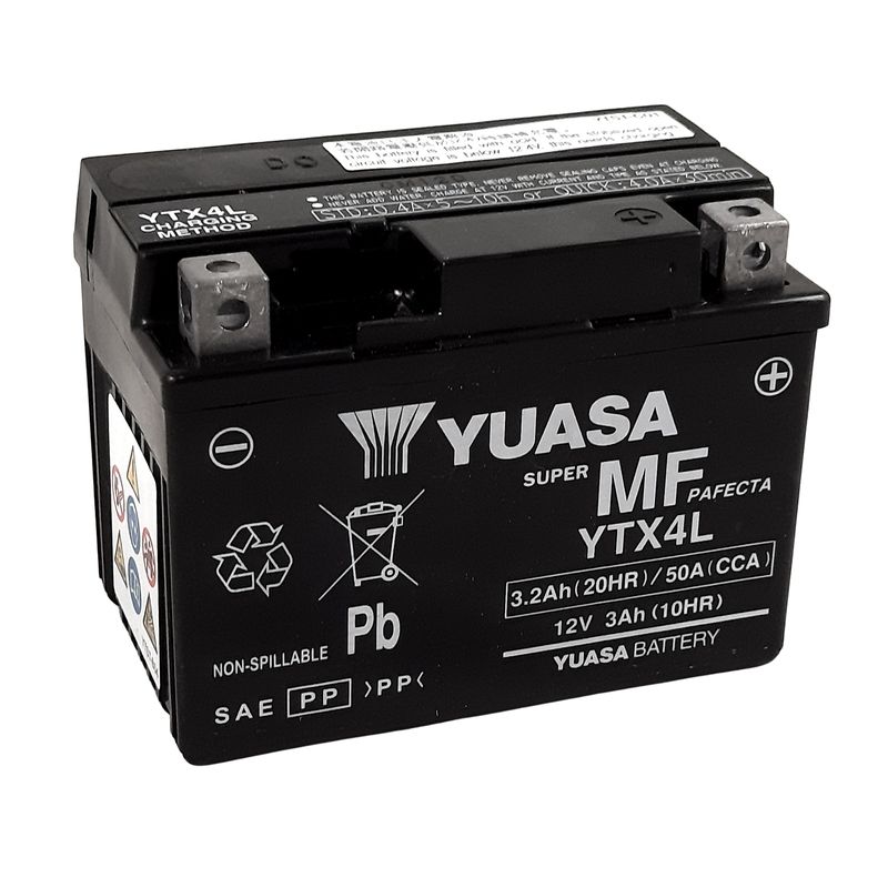 Batterie YUASA W/C sans entretien activée usine - YTX4L FA Batterie YUASA W/C sans entretien activée usine - YTX4L FA