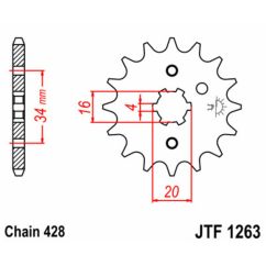 Kit chaîne JT/JT 428HDR 15/34 standard - couronne standard Kit chaîne JT/JT 428HDR 15/34 standard - couronne standard