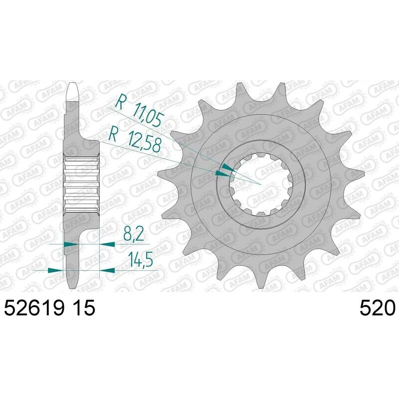 Kit chaîne AFAM 520XHR2 15/43 super-renforcé - couronne standard