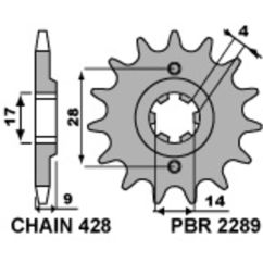 Pignon PBR acier standard - 428