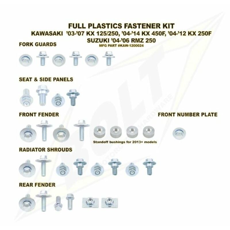 Kit vis complet de plastiques Bolt Kawasaki KX-F250/450 Kit vis complet de plastiques Bolt Kawasaki KX-F250/450