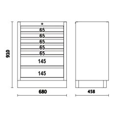 Module fixe BETA 7 tiroirs gris