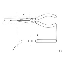 Pince à becs coudés plats longs striés BETA taille 200 branches gainées confort bi-matières