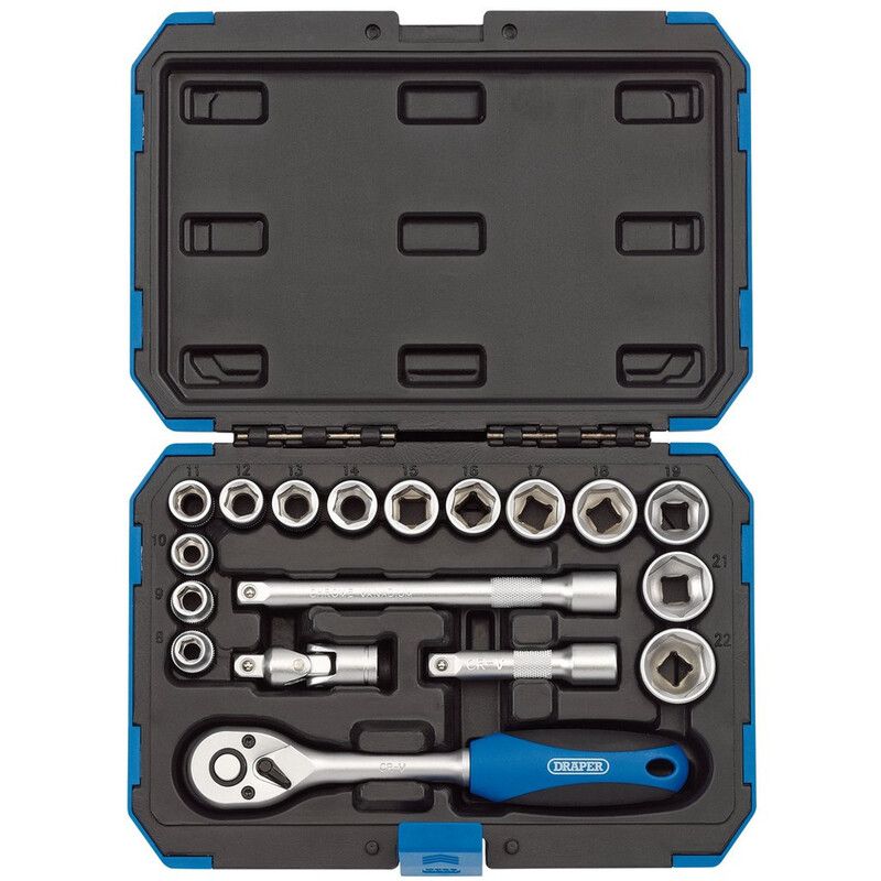 Coffret douilles & cliquet 3/8" DRAPER métrique & pouce 18 pièces