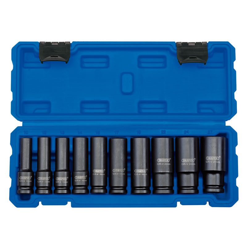 Coffret de 10 douilles à choc DRAPER 1/2 Coffret de 10 douilles à choc DRAPER 1/2