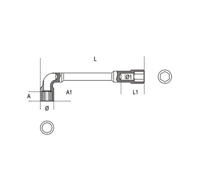 Clé à pipe débouchée BETA - 7mm chromée polie