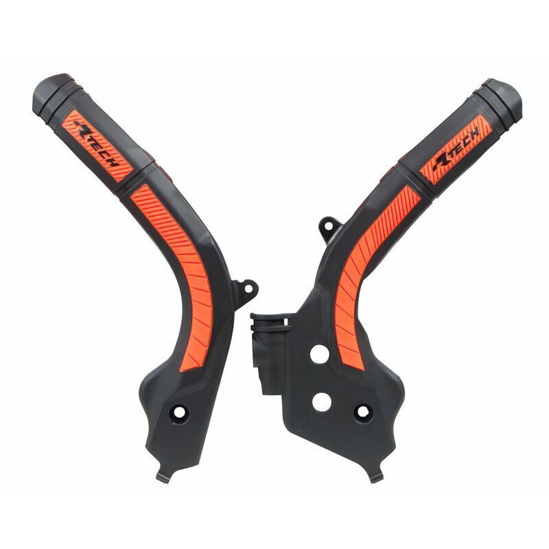 Protections de cadre RACETECH bi-matières orange/noir