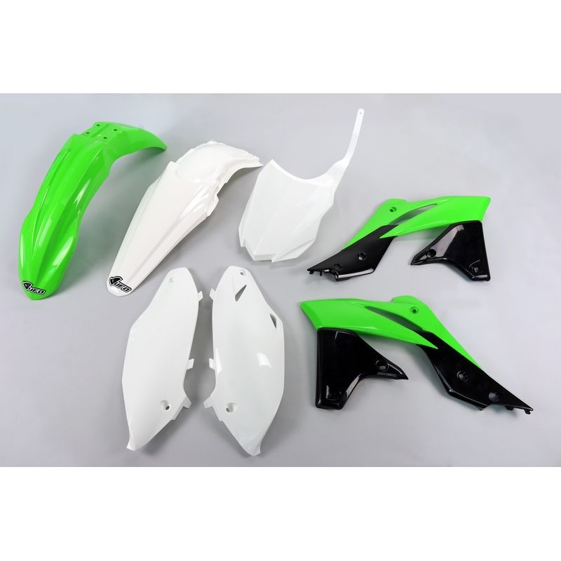Kit plastique UFO couleur origine (14-15) vert/blanc/noir Kawasaki KX250F Kit plastique UFO couleur origine (14-15) vert/blanc/noir Kawasaki KX250F