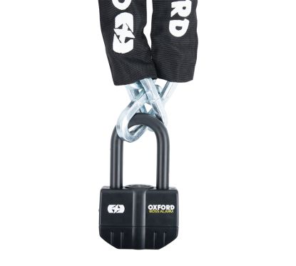 Antivol chaîne OXFORD Boss Alarm 16mm + chaine 12mm X 1.5m - homologué Sold Secure Gold / FG SBSC / ART4