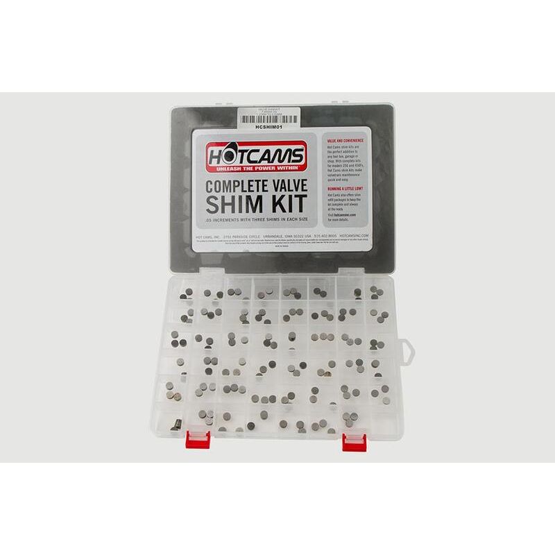 Coffret de pastilles de soupapes HOT CAMS Ø7,48x1,20 à Ø7,48x3,50mm (chaques tailles x3)