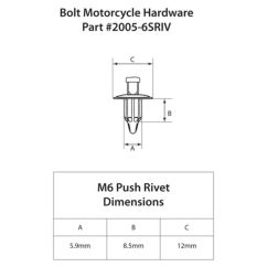 Rivets plastique M6 BOLT 10 pièces