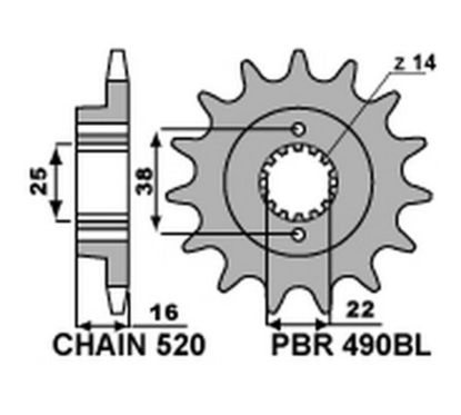 Pignon PBR acier standard - 520