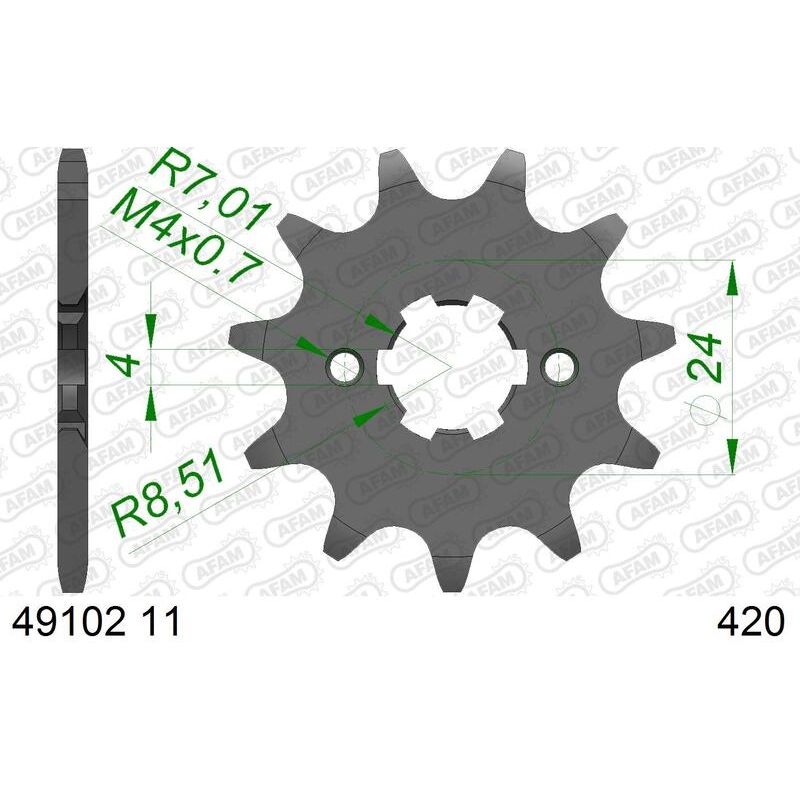 Pignon AFAM acier standard - 420