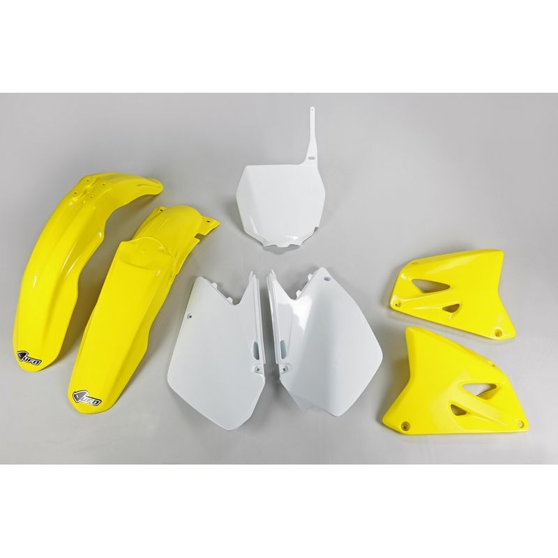 Kit plastique UFO couleur origine jaune/blanc Suzuki RM125/250 Kit plastique UFO couleur origine jaune/blanc Suzuki RM125/250
