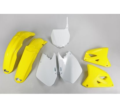 Kit plastique UFO couleur origine jaune/blanc Suzuki RM125/250