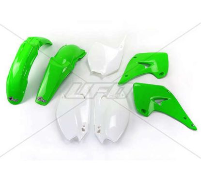 Kit plastique UFO couleur origine vert/blanc Kawasaki KX125/250
