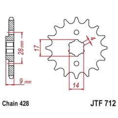 Kit chaîne JT/JT 428HDS 13/62 standard - couronne standard Kit chaîne JT/JT 428HDS 13/62 standard - couronne standard