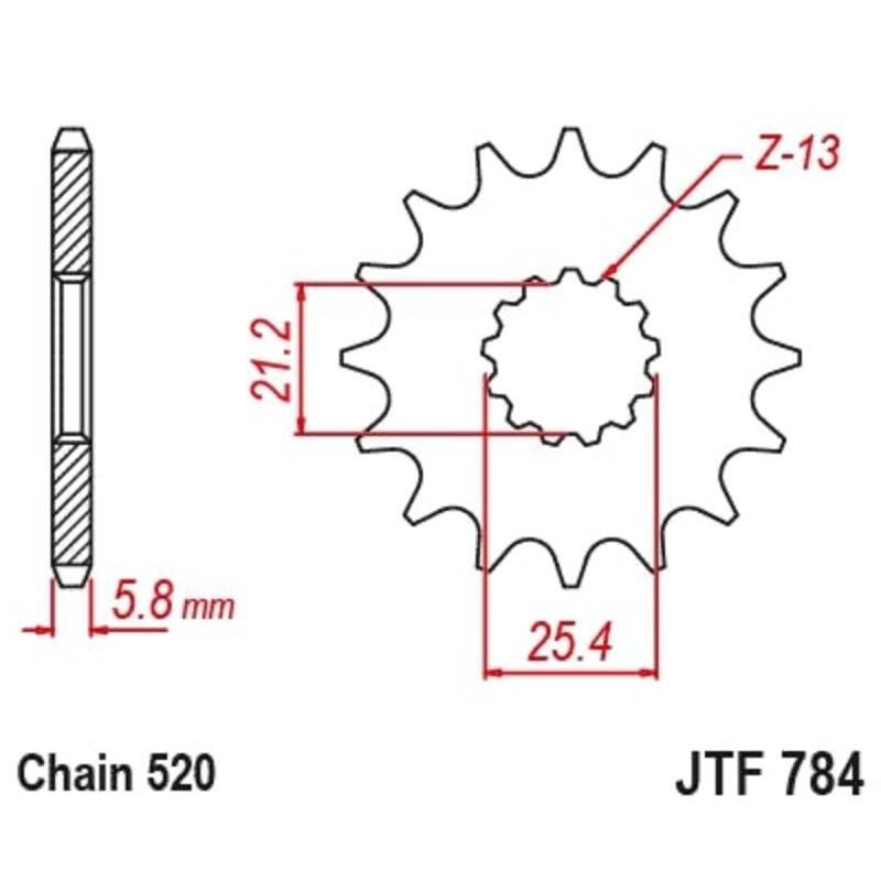 Pignon JT SPROCKETS acier anti-bruit 784 - 520 Pignon JT SPROCKETS acier anti-bruit 784 - 520