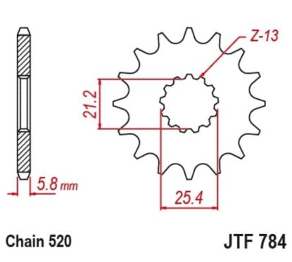 Pignon JT SPROCKETS acier anti-bruit 784 - 520