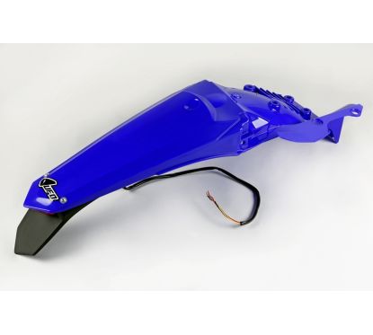 Garde-boue arrière + support de plaque avec feu UFO bleu Yamaha WR250F