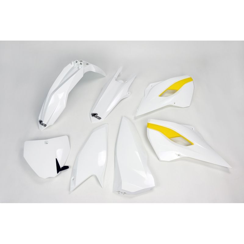 Kit plastique UFO couleur origine (2015) blanc/jaune Husqvarna Kit plastique UFO couleur origine (2015) blanc/jaune Husqvarna