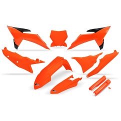 Kit plastiques complet avec protections de fourche UFO - orange fluo Kit plastiques complet avec protections de fourche UFO - orange fluo