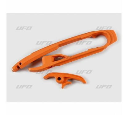 Kit patin de bras oscillant + patin de chaîne inférieur UFO orange  KTM