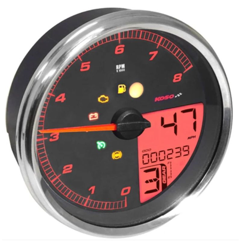 Compteur KOSO HD-05 pour Harley-Davidson - cerclage argent