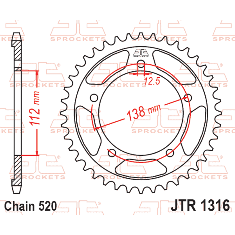 Couronne JT SPROCKETS acier standard - 520 Couronne JT SPROCKETS acier standard - 520
