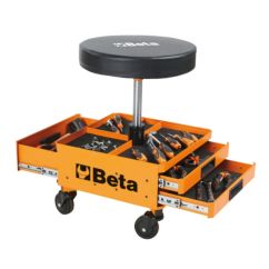 Tabouret à roulettes avec 3 tiroirs BETA - réglable en hauteur 
