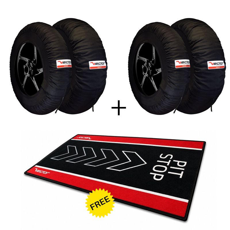 Kit VECTOR – 2 jeux de couvertures chauffantes Smart 120/190 (noires) avec tapis de paddock Pit Stop offert