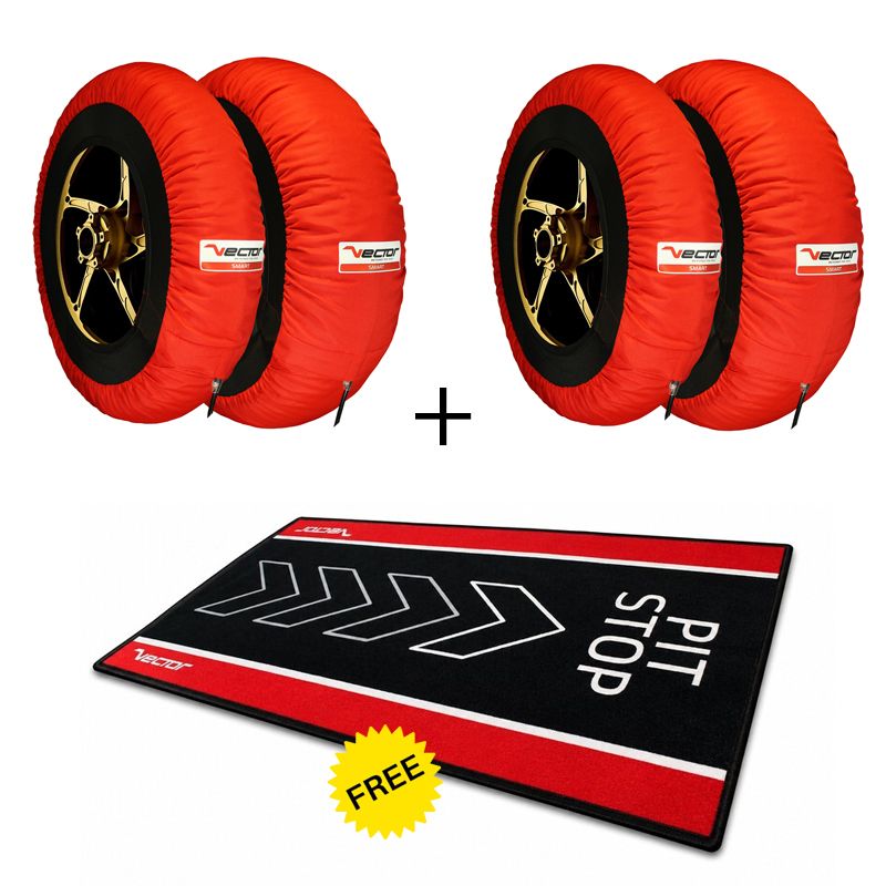 Kit VECTOR – 2 jeux de couvertures chauffantes Smart 120/190 (rouges) avec tapis de paddock Pit Stop offert