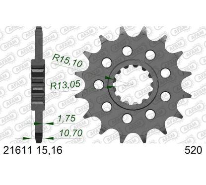 Kit chaîne AFAM 520XMR3 16/43-108 - couronne standard