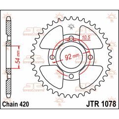 JTR1078.47 REAR REPLACEMENT SPROCKET 47 TEETH 420 PITCH NATURAL STEEL