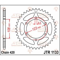 JTR1133.53 REAR REPLACEMENT SPROCKET 53 TEETH 420 PITCH NATURAL STEEL