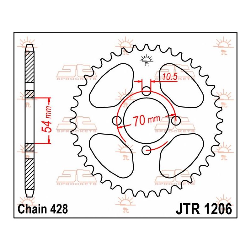 JTR1206.42 REAR REPLACEMENT SPROCKET 42 TEETH 420 PITCH NATURAL STEEL