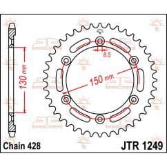 JTR1249.51 REAR REPLACEMENT SPROCKET 51 TEETH 420 PITCH NATURAL STEEL