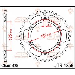 JTR1258.54 REAR REPLACEMENT SPROCKET 54 TEETH 420 PITCH NATURAL STEEL