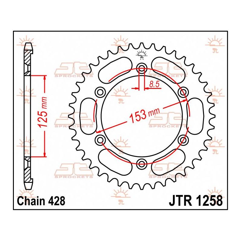 JTR1258.54 REAR REPLACEMENT SPROCKET 54 TEETH 420 PITCH NATURAL STEEL