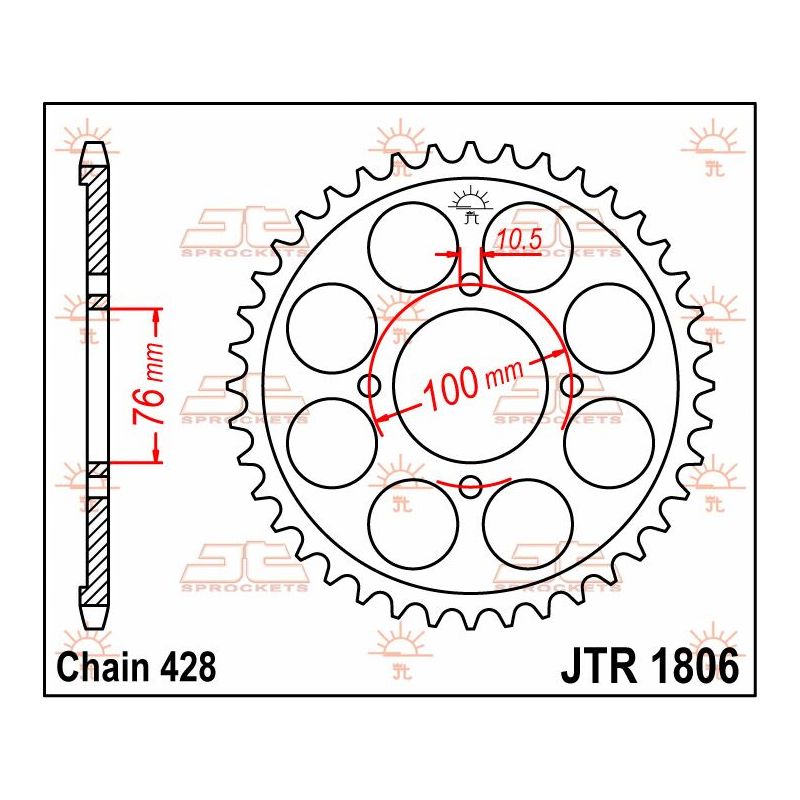 JTR1806.56 REAR REPLACEMENT SPROCKET 56 TEETH 428 PITCH NATURAL STEEL