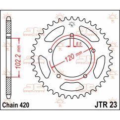 JTR23.47 REAR REPLACEMENT SPROCKET 47 TEETH 420 PITCH NATURAL STEEL